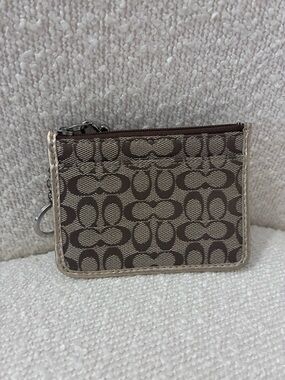 Coach Metallic Gold Zip ID Card Case with Keyring